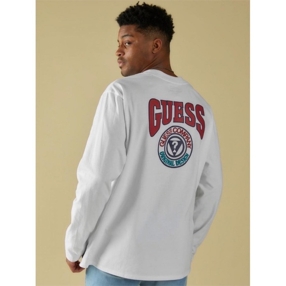 New GUESS Mens Guess Originals Multi-Logo Tee Pure White SZ XXL - Picture 1 of 10